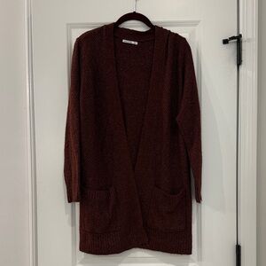 Women's Dark Burgundy Open-Front Sweater